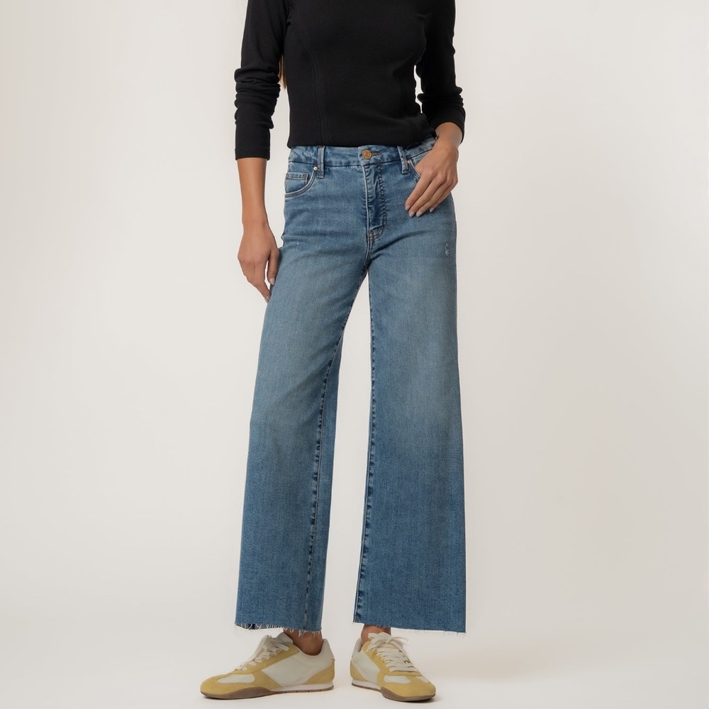Kut from the Kloth Meg High Rise Wide Leg Size 44 / Regent W/Medium Base Wash